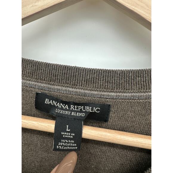 Banana Republic Mens Brown V Neck Sweater Size L Silk Cotton Cashmere Luxury - Picture 6 of 6